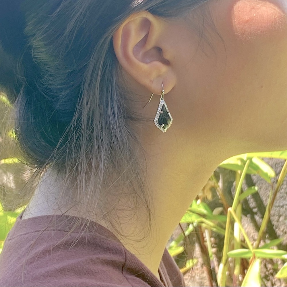 Kendra Scott CZs Lux Lexi in Black Glass Rhodium over Brass Tear Drop Earrings